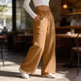 thumbnail image 6 of Horkkom Linen Pants Women Summer Elastic Waist Wide Leg Pants Casual Vacation Loose Pants with Pockets XL, 6 of 10