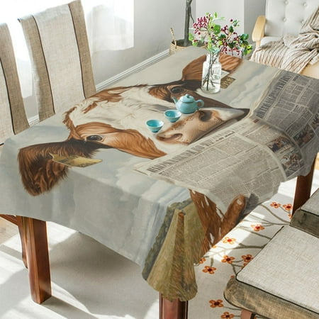 

BZSMCE Square Tablecloth Cow Red Newpaper Pattern Tableclothes