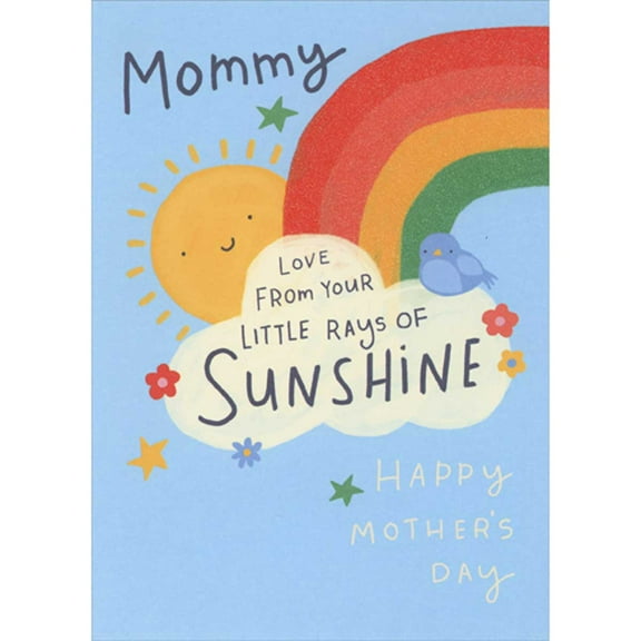 RSVP Love From Your Little Rays of Sunshine: Sun and Rainbow Juvenile Mother's Day Card for Mommy