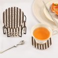 thumbnail image 5 of Haosy Set of 6 Drink Woven Coaster with Holder Heat Resistant Non-Slip Bar Coasters 4 Inches Dark Brown and White Striped, 5 of 7