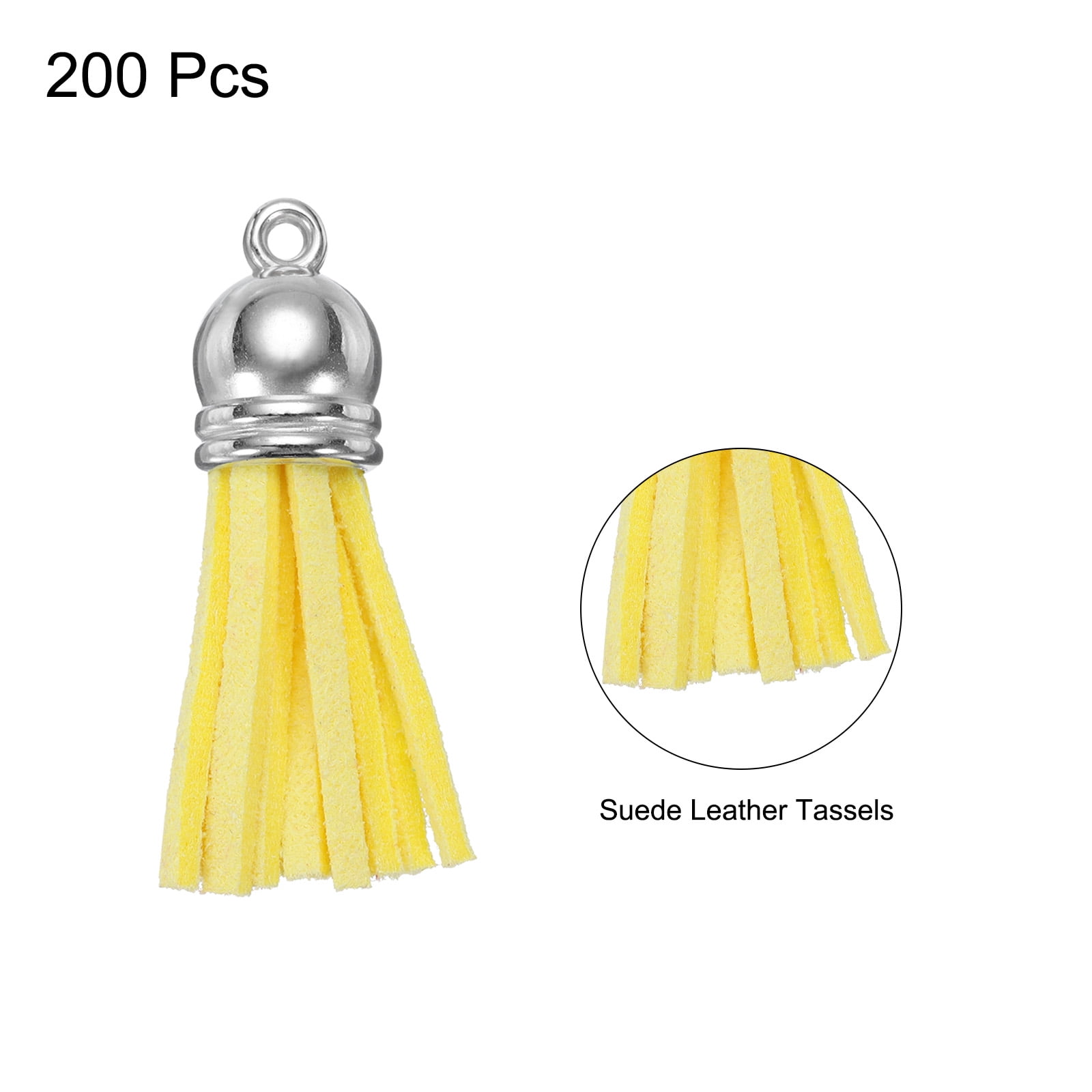 Unique Bargains Keychain Tassels Bulk Leather Tassels Yellow