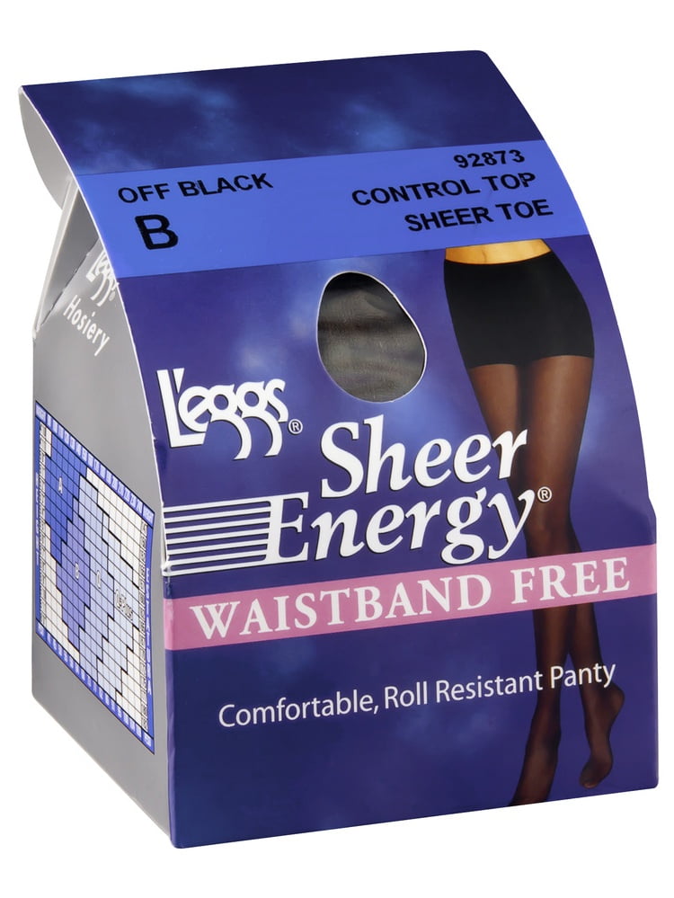 Leggs Sheer Energy Control Top Jet Black Size Q Pantyhose. Boxf 
