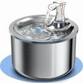 thumbnail image 1 of Kattvattenfontän, Rostfritt Stål 2L Husdjursdricksfontän, med Justerbart Vattenflöde Anti-Torkning Skalningsdispenser, 1 of 5