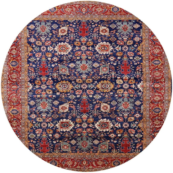 Ahgly Company Indoor Round Mid-Century Modern Pink Oriental Area Rugs, 8' Round