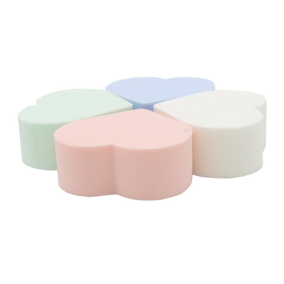 Homoyoyo 4 Pcs Heart Shaped Non-Latex Makeup Sponges Mixed Colors for Face Application Daily Use All Ages