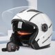 thumbnail image 4 of M Buder Casco De Motocicleta 3/4 Abierto Con Doble Visera Para Ciclomotor Cruiser Certificado De Seguridad Cascos De Moto Para Hombre Y Mujer Blanco Elegante Resistencia Superior, 4 of 9