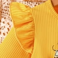thumbnail image 6 of Trendfront Girls Dress Cute Honey Bee Flutter Sleeve Ribbed Bowknot Summer Outfit Crew Neck Long Sleeve Casual Wear for Toddlers 6M-3Y, 6 of 8