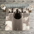 thumbnail image 3 of Ambesonne Vintage Airplane Quilted Bedspread Set 3 Pcs, Turboprop Nose, King Size, Sepia White, 3 of 3