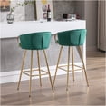 thumbnail image 4 of JERFIT Modern Velvet Bar Stools Set of 2 with Chrome Metal Base and Footrest for Kitchen Island, Green, 4 of 10
