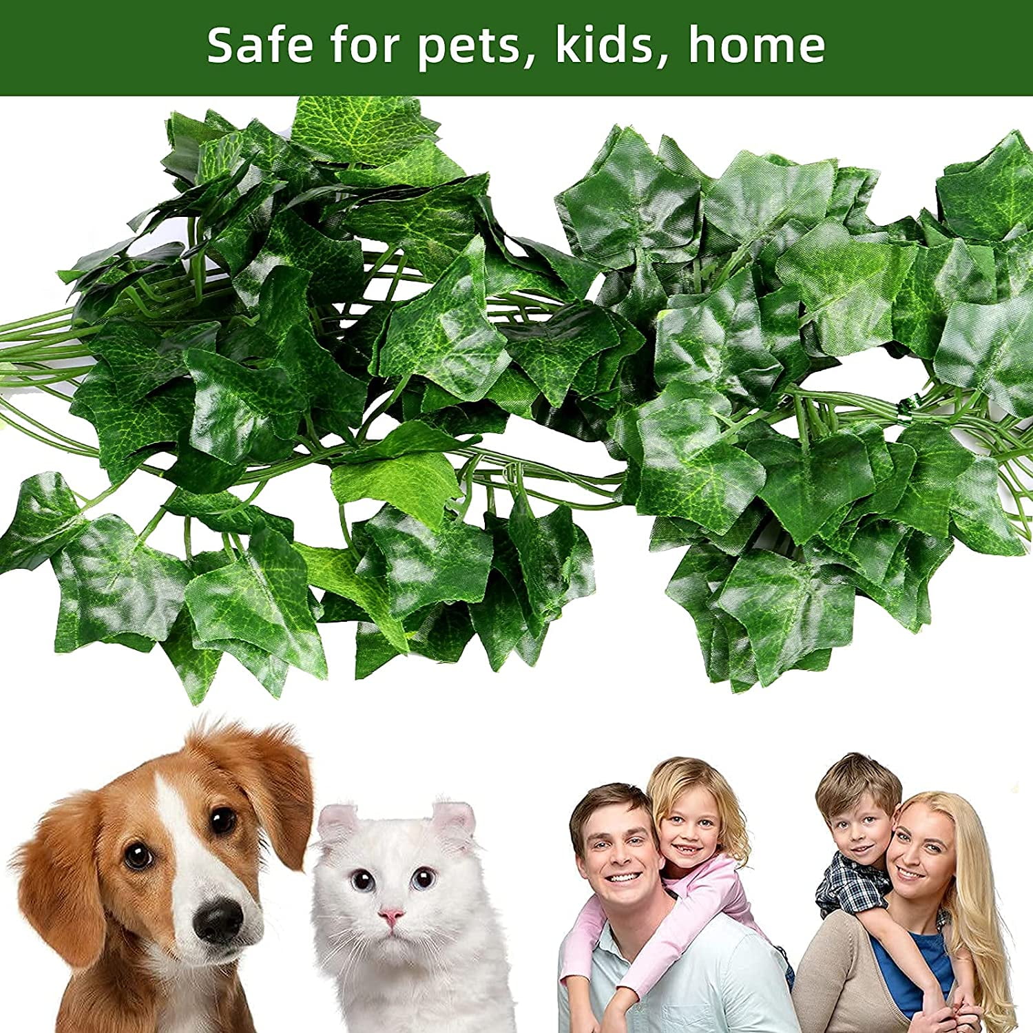 Morttic 36 Strands 248FT Fake Ivy Garlands Leaves Artificial Vines Faux Green Hanging Plants for Bedroom Wall House Decor Outdoor Wedding Photography Backdrops, Non-discoloring