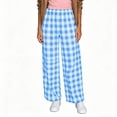 thumbnail image 4 of Guluxicc Plaid Print Pants for Womens Elastic Waist Casual Wide Leg Trousers with Pockets Loose Fit Pants for Travel, 4 of 6