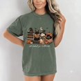 thumbnail image 3 of All Booked for Halloween Shirt, Ghost Cat Witch Books Comfort Colors Unisex Graphic Tee - Moss, S, 3 of 4