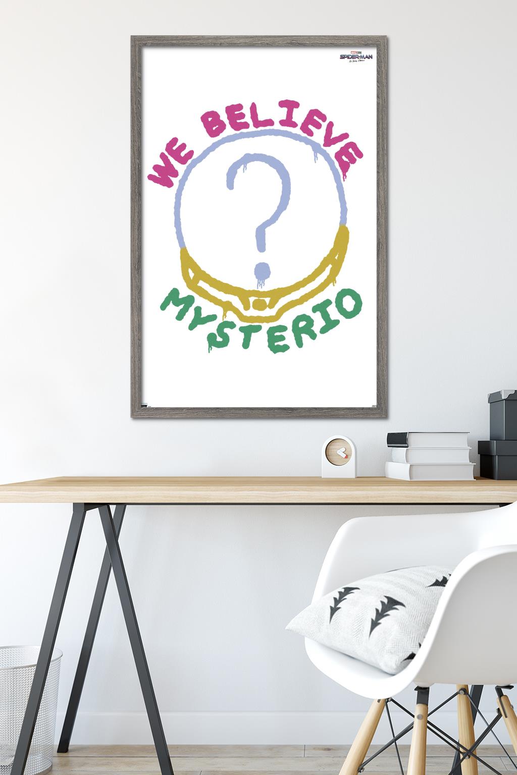 Marvel Spider-Man: No Way Home - We Believe Mysterio 24.25" x 35.75" Framed Poster, by Trends International