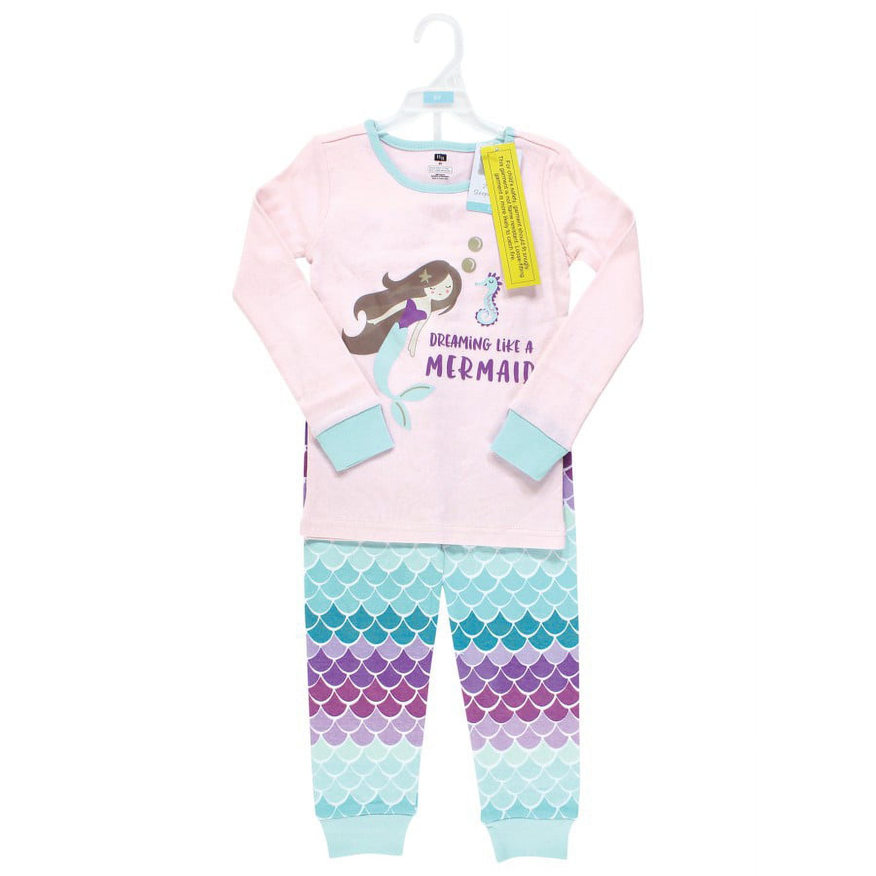 Hudson Baby Girl Cotton Pajama Set, Mermaid, 5 Toddler