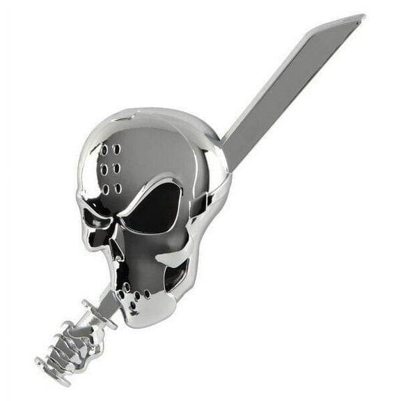 Emblem Badge Decal 3D Slasher Skull Mask Chrome FInished ABS Plastic 3" x 6"
