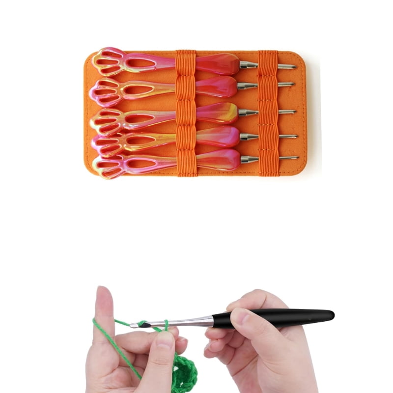 9Pcs Ergonomic Acrylic Grip Crochet Hook Aluminium Crochet Needle for Knitting