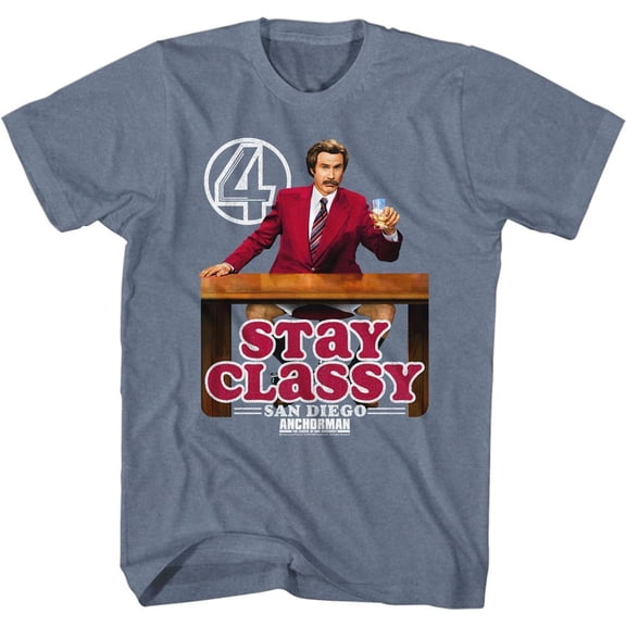 Anchorman Stay Classy Logo Indigo Heather Adult T-Shirt
