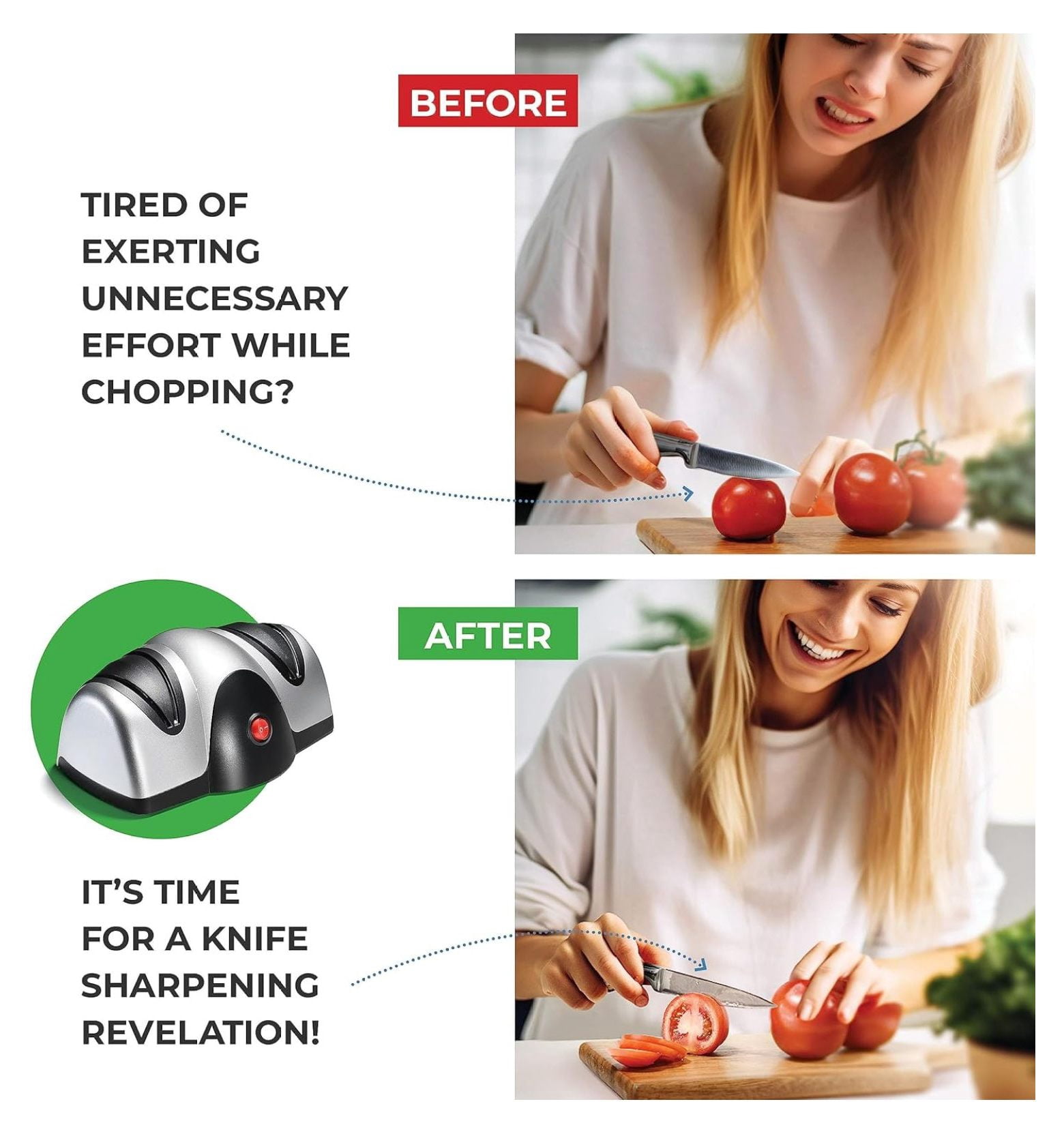 Electric Kitchen Knife Sharpener - 2 Stage Knife Sharpener with Sapphirite Wheels - Repair, Restore, Polish Blades, Cutters - Black