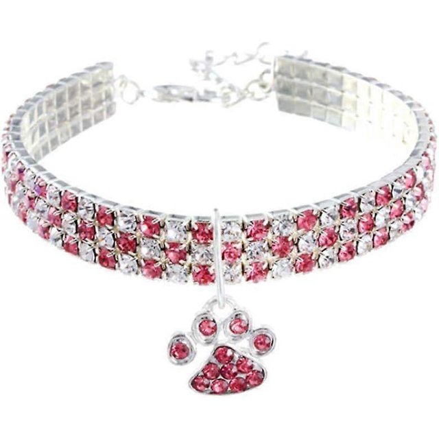 Collar para mascotas SBSGV con diamantes, ajustable, con diamantes de cristal elásticos, colgante de garra de corazón, ideal para bodas, gatos y perros, collar para mascotas pequeñas, joyería