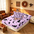 thumbnail image 4 of Homewish Halloween Cat Bat Twin Sheets for Girls, Spooky Animal Pumpkin Bedding, Pink Black, 3 Pieces (1 Flat Sheet, 1 Fitted Sheet and 1 Pillowcase), 4 of 6