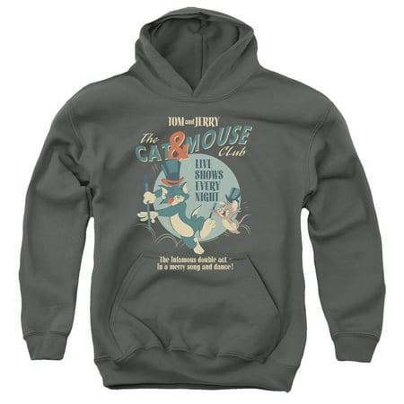 Tom And Jerry The Cat & Mouse Club Kids Pull-Over Hoodie (Medium) for Youth Boys and Girls Charcoal