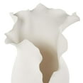 thumbnail image 4 of DecMode 15" Abstract Floral Inspired White Ceramic Vase with Wavy Folded Rim, 4 of 13