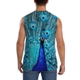 thumbnail image 4 of Fotbe Beautiful Blue Peacock Men's Camiseta sin Mangas Estampada para Hombres, Playera Casual para Gimnasio, Entrenamiento, Playa-Medium, 4 of 7