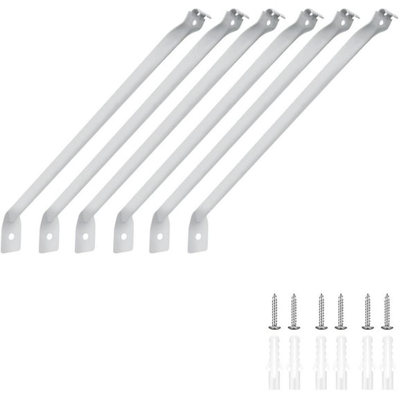 6 Pack 12 Inch Support Brackets for Wire Shelving Wire Shelf Brackets Metal Closet Shelf Brackets with Anchors and Screws for Installation Wire Shelving Support Brackets for Closet Wire