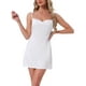 thumbnail image 1 of Noche de satén de mujer Inspire Chic, camisón de tirantes finos, cuello de cowl, con lazo en la cintura, lencería mini para dormir, camiseta blanca M, 1 of 5