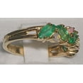 thumbnail image 3 of LBG British Made 9k Yellow Gold Natural Emerald & Opal Womens Eternity Ring - 33 size options, 3 of 4