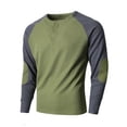 thumbnail image 4 of KHONTS Men's Henley Shirt Raglan Long Sleeve T Shirts Casual Lightweight Tops Classic Fashion Tees Army Green L, 4 of 7