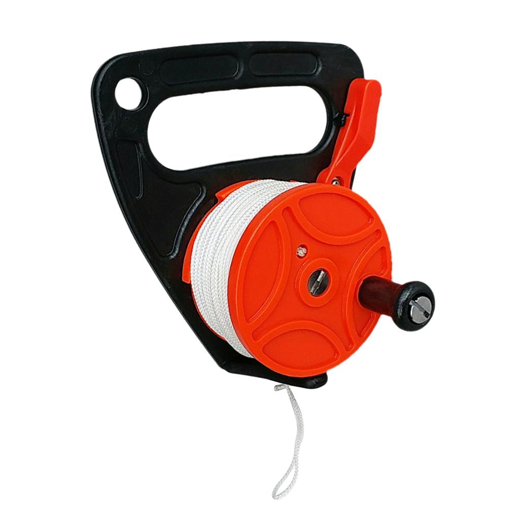 Orange Seafard Compact 150ft Scuba Dive Reel Kayak Anchor with Thumb Stopper for Safety Underwater Diving Snorkeling