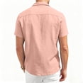 thumbnail image 4 of Cotton Linen Shirt Men Summer Short Sleeve Male T-shirts Breathable Tops Tee White Clothing Casual Fashion Shirts For Men Casual Thin Tops with Solid Color Buttons, 4 of 4