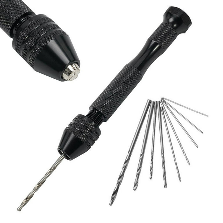 0.3-3.4mm Small Hand Drill with 10×Drill Bits for Models Hobby DIY