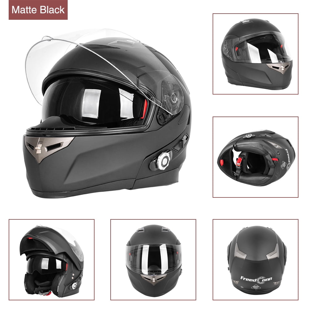 Martian Motorcycle Bluetooth Helmet Modular Full Face Flip up Dual Visor Bluetooth Headset: HM-BH1 Glossy Black