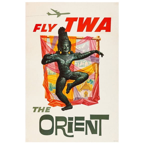 TWA - Trans World Airlines  - The Orient  - Vintage Airline Travel Poster (8x12Inches-US/CANOnly)