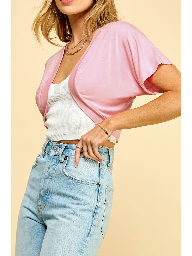 Made by Johnny Women's Short Sleeve Cropped Bolero Shrug