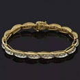 thumbnail image 3 of Om Jewels 14K Yellow Gold Plated Round Cut REAL Moissanite Women's Tennis Link Bracelet, 3 of 5