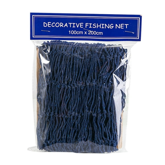 Denbek Mediterranean Decorative Fishing Net Thick Line Hemp Rope Shell Net Photography Props Nautical Fishing Net Shell Coastal Design Fishing Net Wall Hanging Decoration 1×2 Meters Blue