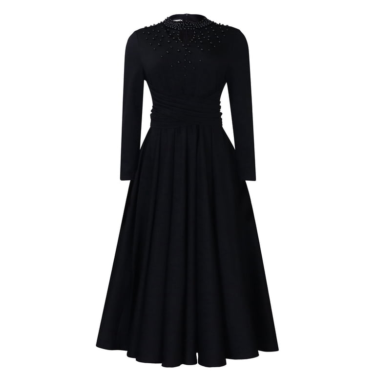 Elegant High Neck Beaded A Line Dress With Waist Cinching Women's Fashion  Formal Gown For Petite Formal Dresses with Sleeves Slit Dress Long Dresses  plus Size Long Sleeve Cape Dress Wedding Night