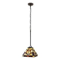 Pemberly Row Mission 1-Light Glass Mini Pendant in Blackish Bronze