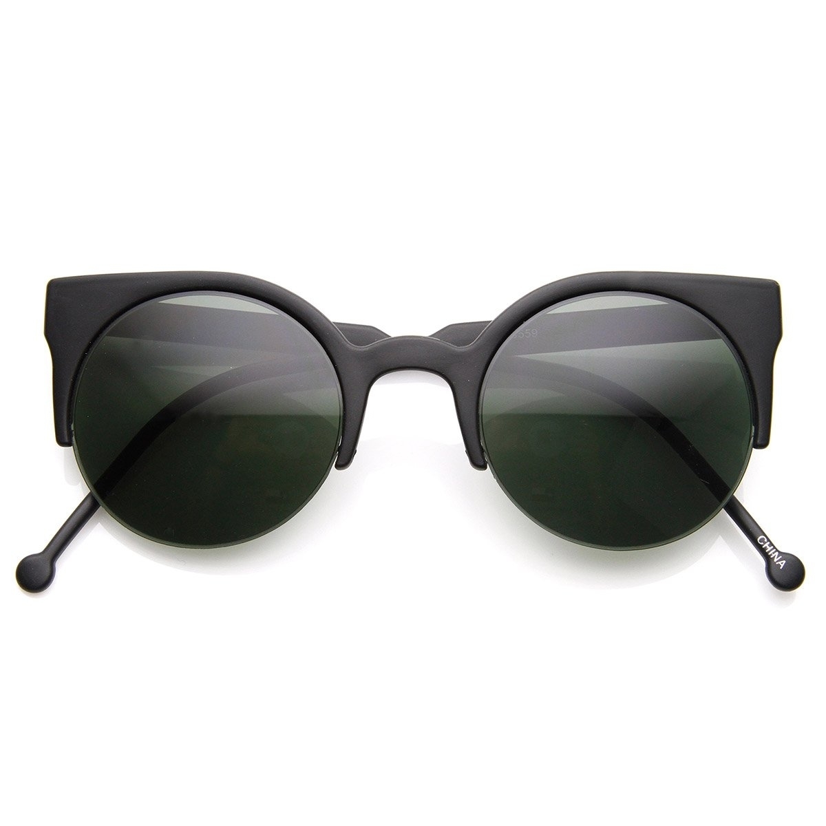 Womens Fashion Half Frame Round Cateye Sunglasses - image 5 of 6