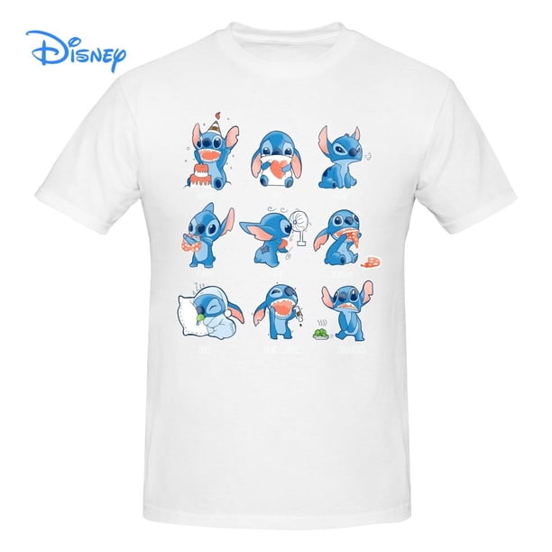 Disney Stitch Emoticon T shirt Harajuku Short Sleeve T-shirt 100% Cotton Graphics Tshirt Brands Tee TopS Gao Jinjia LED