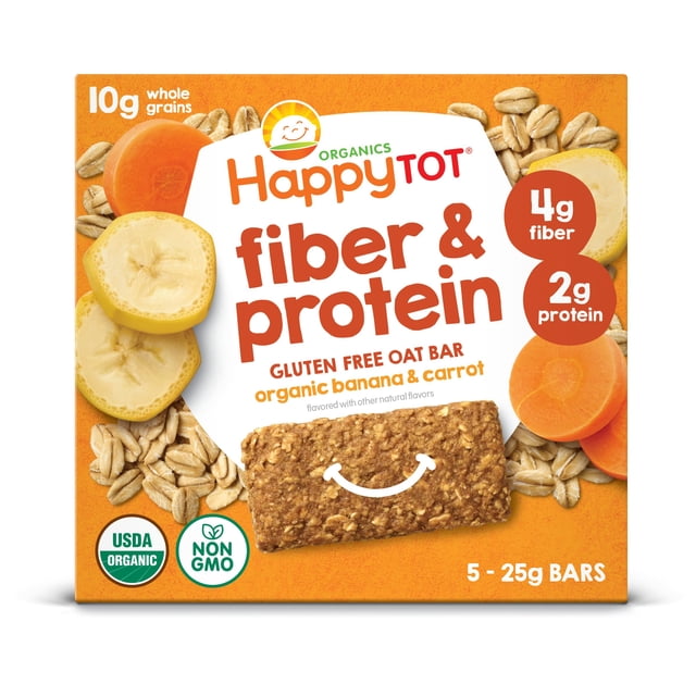 Barras de avena horneadas con fibra y proteína Snack Happy Tot Organics