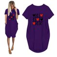 thumbnail image 1 of DondPO Robes Midi pour Femmes Robes d'Été Robes Décontractées à Manches Courtes avec Poche Col Rond Robes de Plage Robes pour Femmes Robe Violette S, 1 of 5