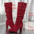 thumbnail image 4 of Tawop Winter Boots for Women Knee High Chunky High Heel Round Toe Boots, 4 of 9