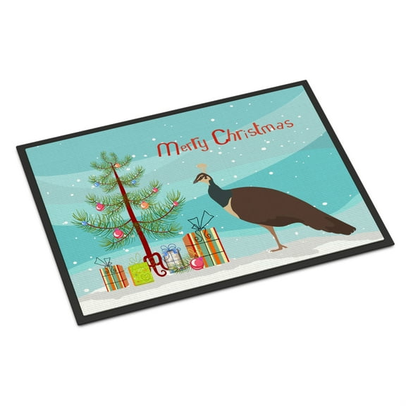 "Caroline's Treasures""Indian Peahen Peafowl"" Christmas Doormat 18"" x 27"" Multicolor"