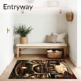 thumbnail image 3 of ODIKA 5'x7' Machine Washable Non-Slip Area Rug, Half Moon With Vintage Wine Cellar And Glasses Decorative Motif High Traffic Rug, Brown, 68893, 3 of 7