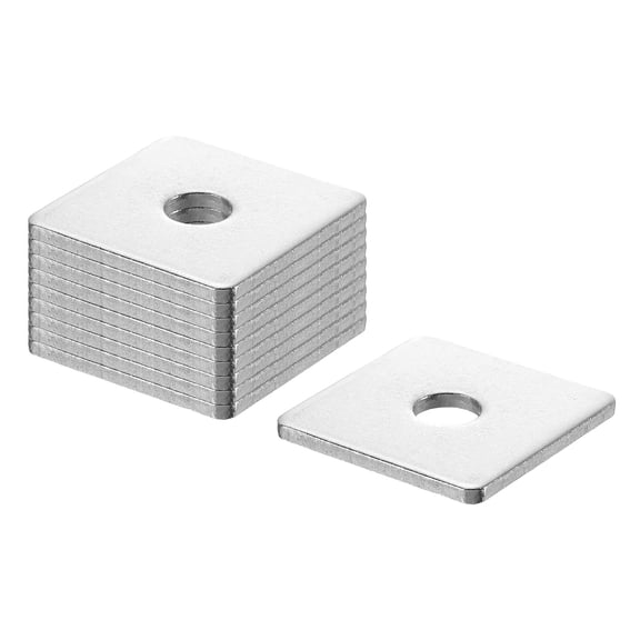 10Pcs 1-9/16" Square Plate Washer for 3/8" Bolt, 201 Stainless Steel Flat Bearing Plate (0.12" Thick)