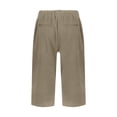 thumbnail image 5 of Cotton Linen Capris for Women Casual Summer Straight Leg Loose Trousers Drawstring Elastic Waist Pull On Pants with Pockets Light Brown S, 5 of 7
